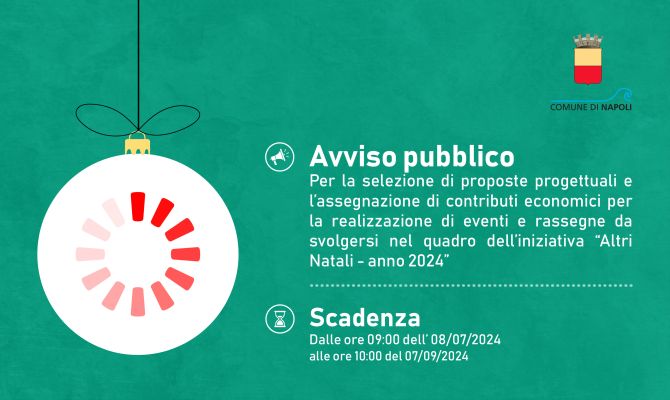 Avviso Pubblico per la selezione di proposte progettuali e l’assegnazione di contributi economici per la realizzazione di eventi e rassegne da svolgersi nel quadro dell’iniziativa “Altri Natali anno 2024”