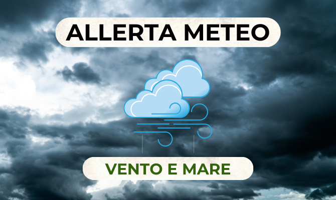 Avviso di allerta meteo per condizioni meteorologiche avverse, per venti e mare, dalle ore 12:00 di lunedì 13 gennaio alle ore 18:00 di martedì 14 gennaio 2025