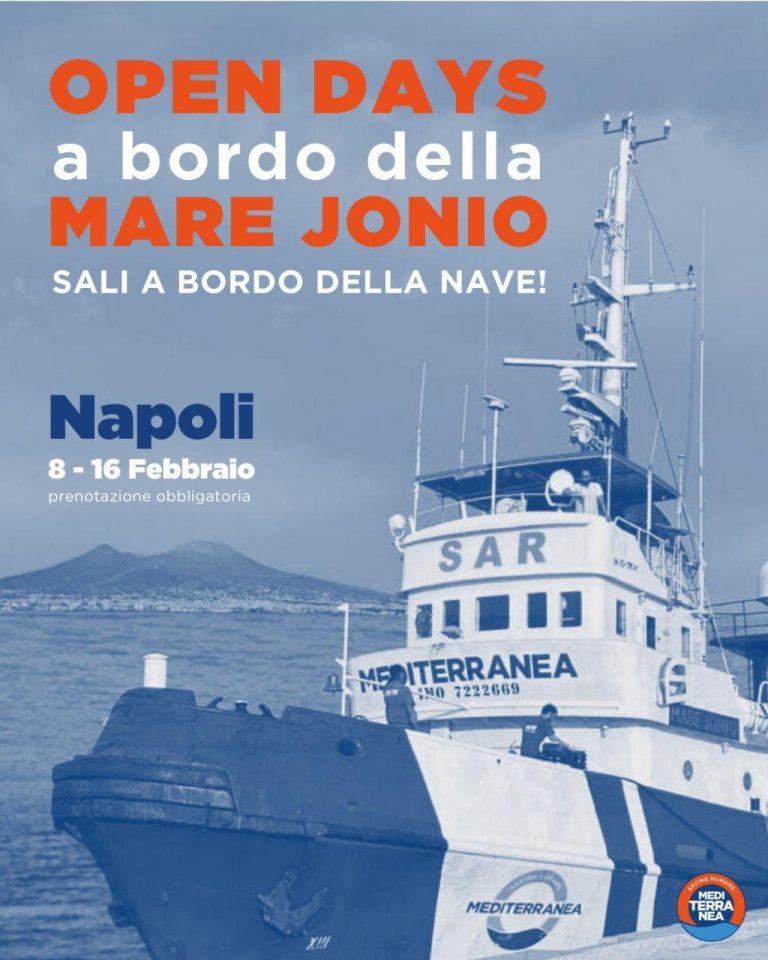 Migranti e ong, da sabato a Napoli gli open days a bordo della “Mare Jonio”